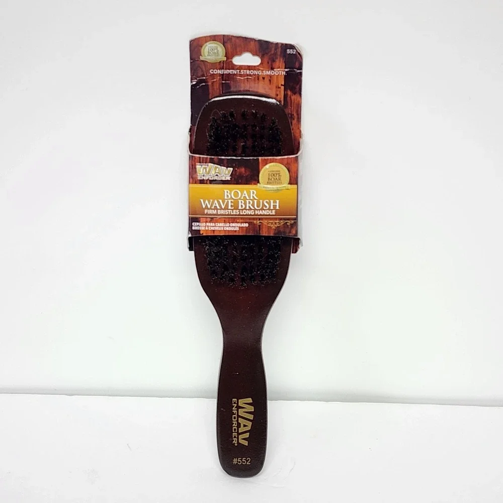 WAV ENFORCER #552 Boar Wave Brush Firm Bristle Long Handle Grooming Hair 100%